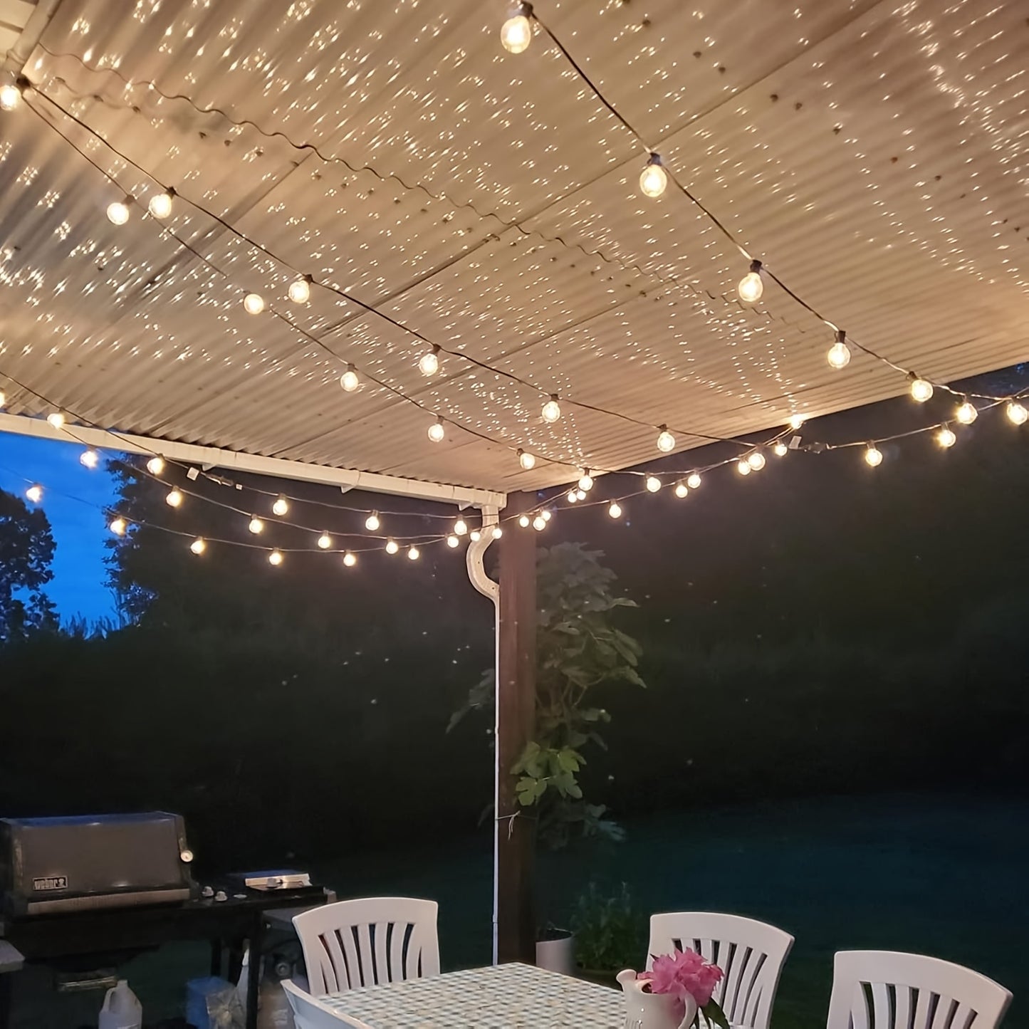 Jinghuai 58ft Solar String Lights Outdoor with Remote, Dimmable Solar String Lights for Outside with 52 Shatterproof Bulbs, G40 LED Patio Lights String Solar Powered, Hanging Lights for Yard Decor, Halloween, Christmas Decora