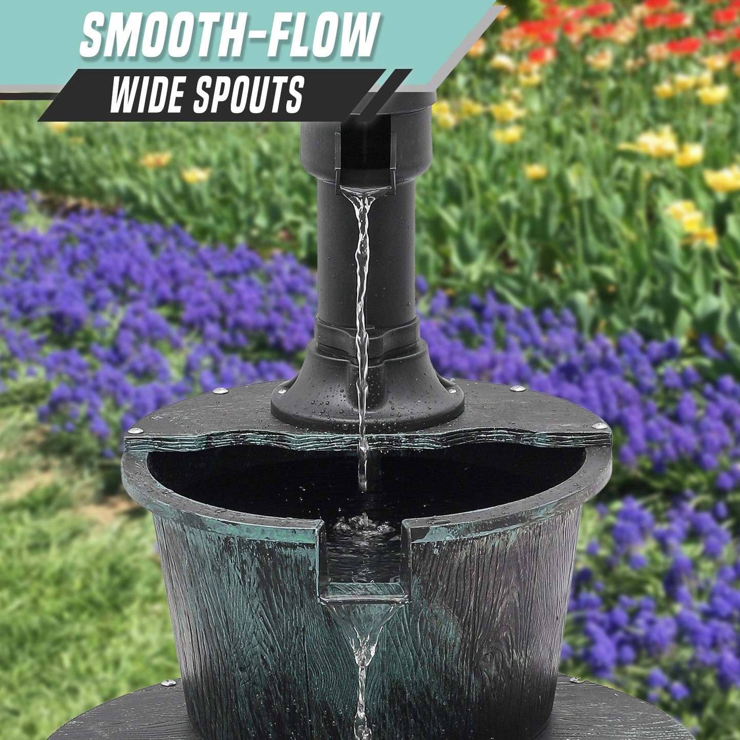 27" Tall Outdoor Fountain with Pump - Two-Tier Waterfall, Heavy-Duty Construction, Attracts Birds, Decorative Garden, Patio, Backyard, or Bird Bath Fountain - Easy Assembly & Low Maintenance, Patio Decor, Rustic Design, Weath