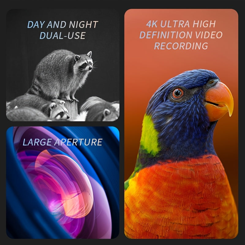 4K HD 5x Zoom Night Vision 36MP Night Infrared Detection Screen Binoculars 3.0 Inch "(800 * 480) HD TFT Screen Built-in 4000mA Lithium Battery Video Camera to Take Pictures, Full Black Observation Distance: 400m, Infrared Lam