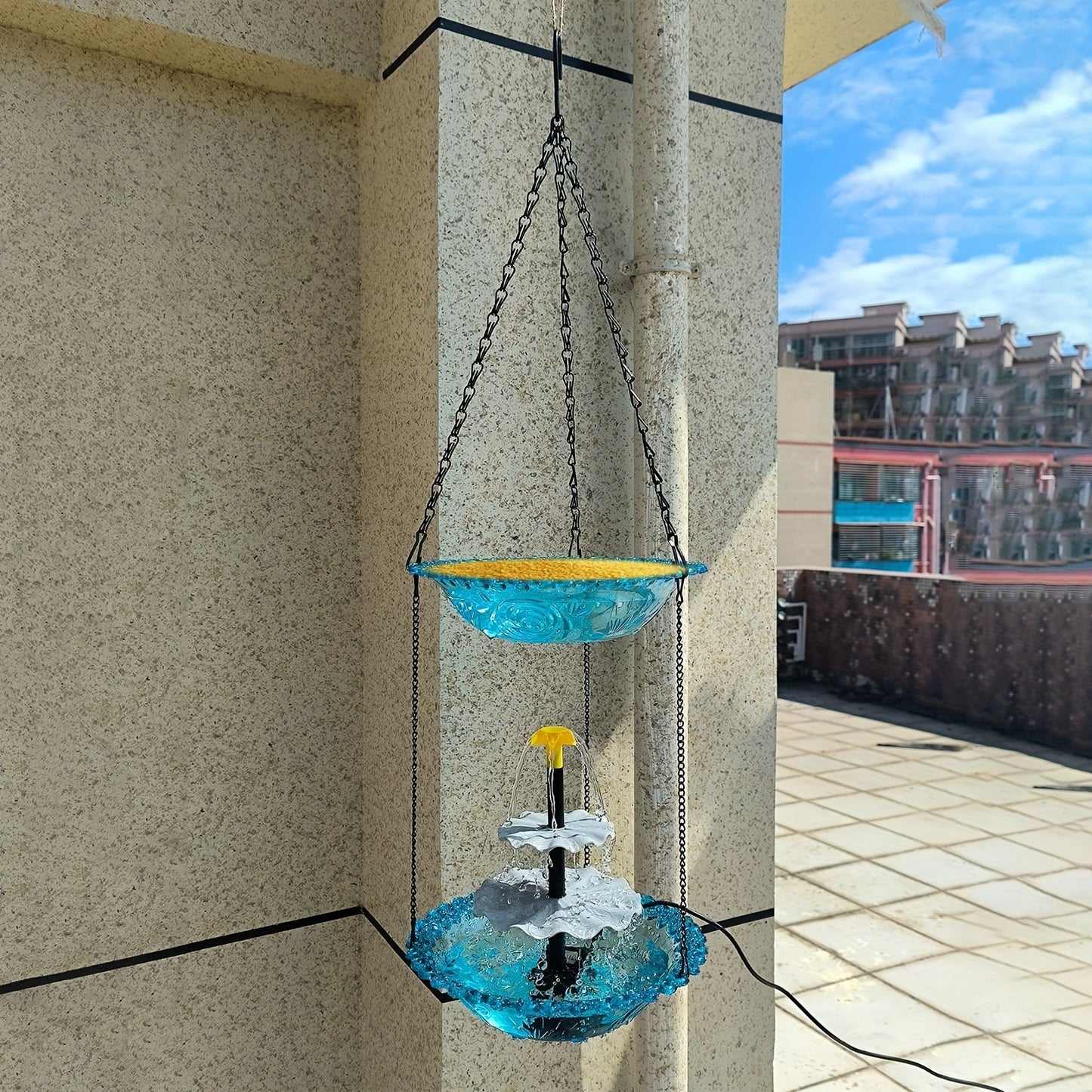 Solar Fountain Bird Bathing Fountain Outdoor Bird Feeder, Three Story Flowing Water Decorative Fountain Bird Feeding & Bathing Equipment, Detachable DIY, Bird Feeding Station, Garden Decoration, Hummingbird Attractor, Bird Lo