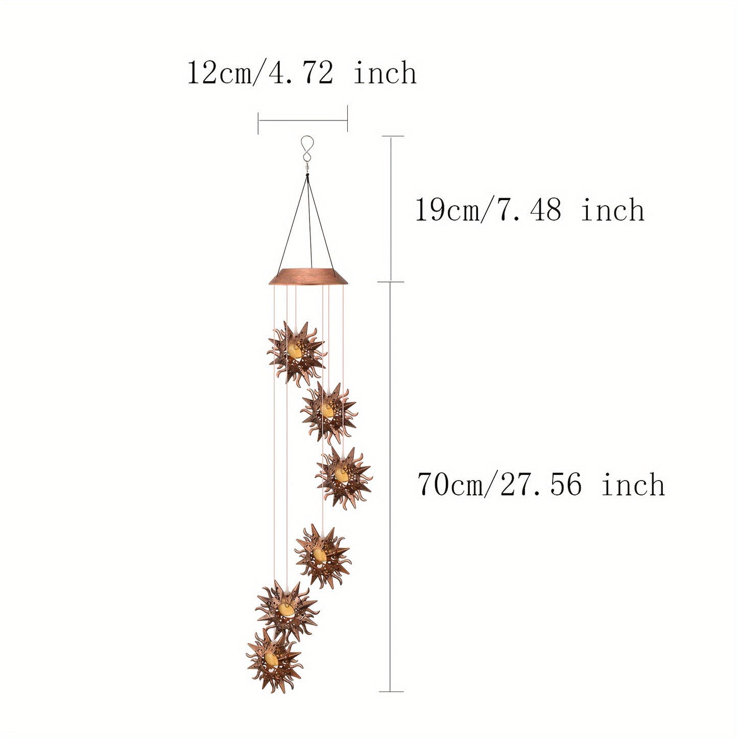 Tryme Solar Wind Chimes for Outside with Sun Solar Hanging Lights Outdoor Windchimes Garden Decor Gardening Gifts for Christmas Day Thanksgiving Day Grandma Neighbors
