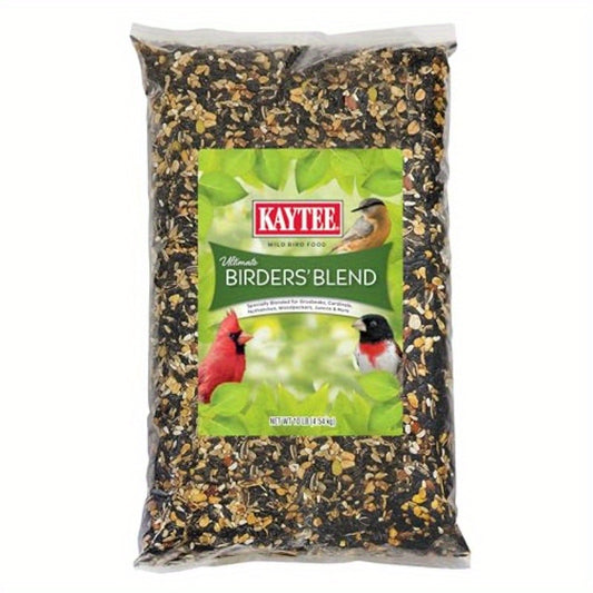 10 lb Wild Bird Ultimate Birder's Blend Food Seed - All-Season Formula with Safflower, Striped Sunflower & Millet - Attracts Grosbeaks, Cardinals, Nuthatches, Woodpeckers, Juncos & More - -Based Bird Seed for Tube, Hopper & G