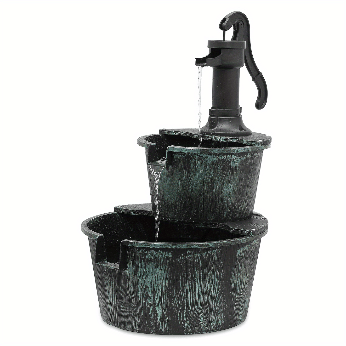 27" Tall Outdoor Fountain with Pump - Two-Tier Waterfall, Heavy-Duty Construction, Attracts Birds, Decorative Garden, Patio, Backyard, or Bird Bath Fountain - Easy Assembly & Low Maintenance, Patio Decor, Rustic Design, Weath