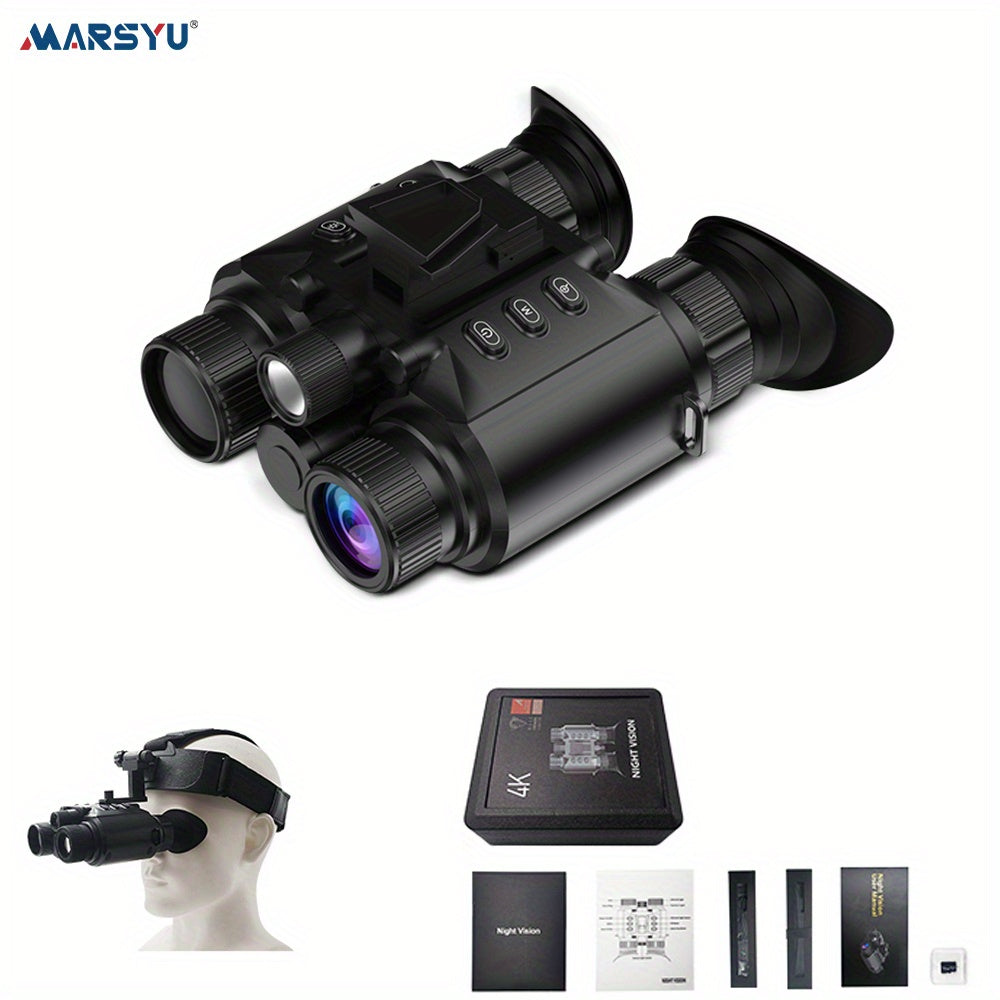 Night Vision Goggles - 4K Night Vision Binoculars for Adults, 3500mAh Rechargeable Infrared Binoculars with 1.4'' Dual Screen, 8X Digital Zoom External Flashlight for Camping, Night Vision Goggles with Head Strap, Outdoor Exp