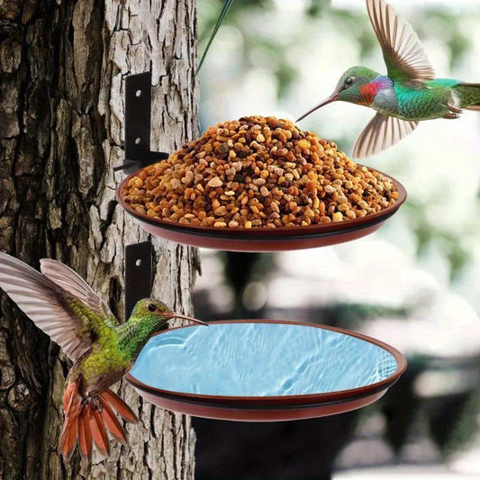 2 collapsible wall-mounted bird feeders, bird feeders and garden baths, fenced trays, deck trays to attract wild birds, tree-mounted bird water, balconies, outdoor walls